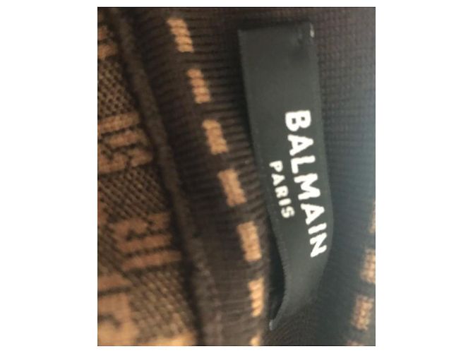 Falda Balmain marrón de lana y poliamida talla 36 Castaño - vista 5