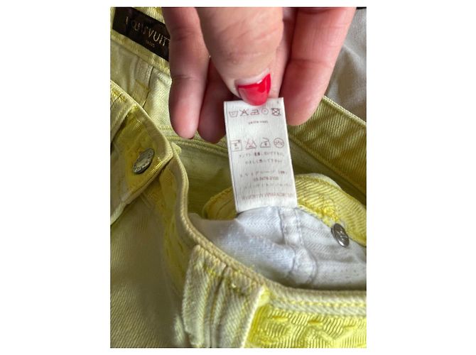 Short in denim Louis Vuitton giallo monogramma - vista 11