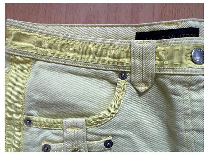 Short in denim Louis Vuitton giallo monogramma - vista 2