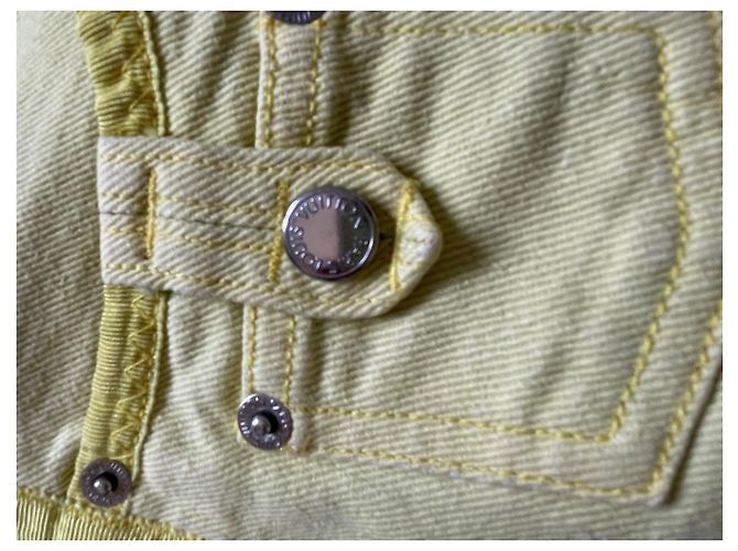 Short in denim Louis Vuitton giallo monogramma - vista 3
