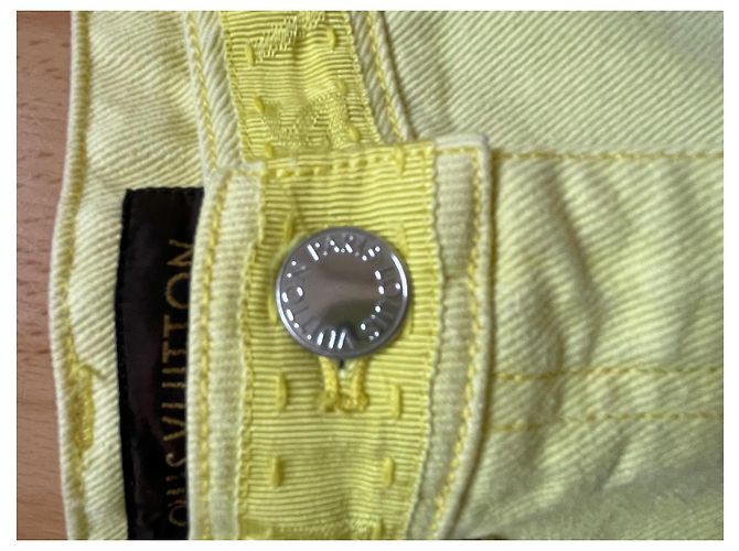 Short in denim Louis Vuitton giallo monogramma - vista 4
