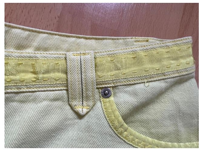 Short in denim Louis Vuitton giallo monogramma - vista 5