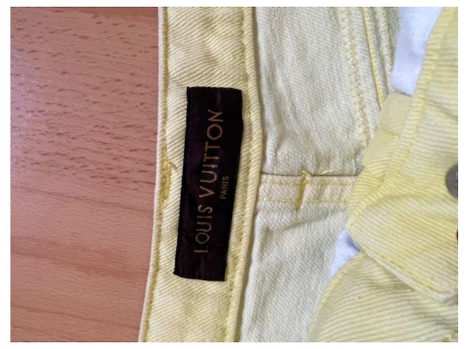 Short in denim Louis Vuitton giallo monogramma - vista 6