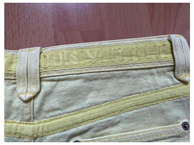 Short in denim Louis Vuitton giallo monogramma - vista 8