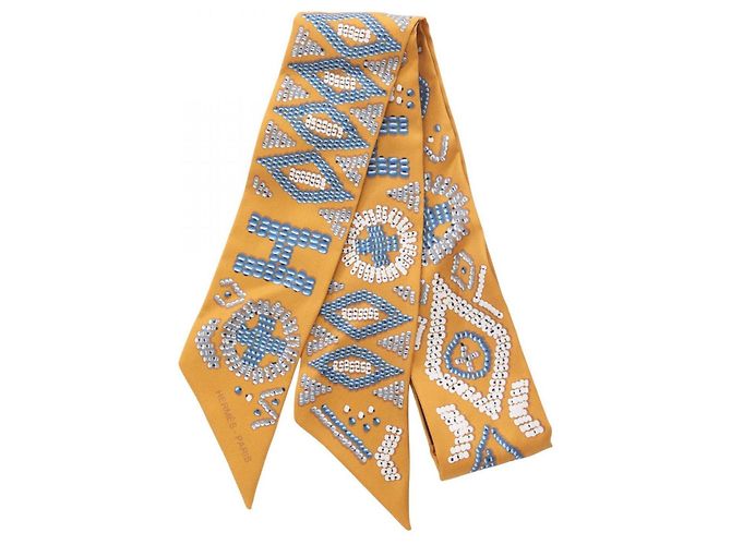 Hermès Kelly in Perle Twilly Scarf Marrone Multicolore - vista 2