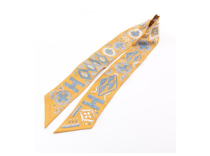 Hermès Kelly in Perle Twilly Scarf Marrone Multicolore - vista 6