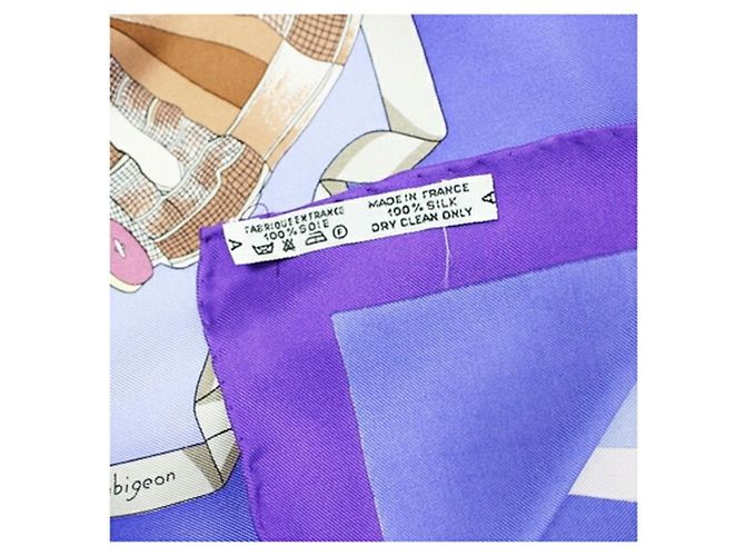 Hermès Cachecol de seda Hermes Carré 90 HELLO DOLLY Azul Roxo - vista 5