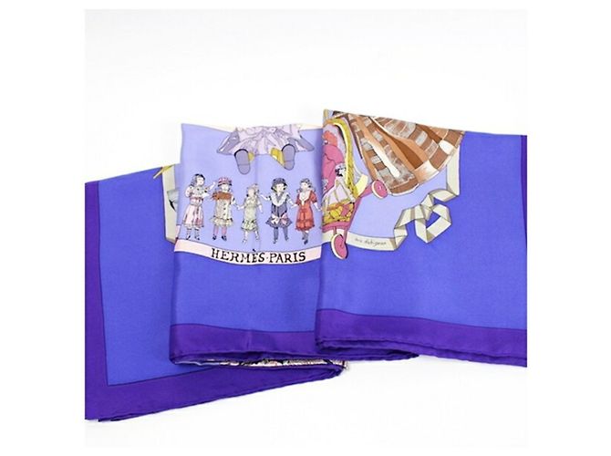 Hermès Cachecol de seda Hermes Carré 90 HELLO DOLLY Azul Roxo - vista 8
