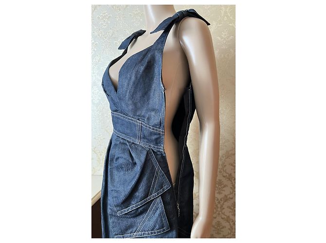 Vestido Louis Vuitton Azul de Algodón 38FR - vista 10