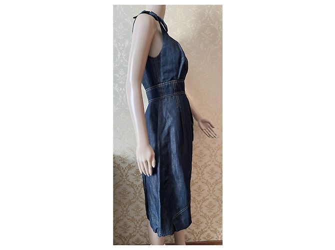 Vestido Louis Vuitton Azul de Algodón 38FR - vista 12