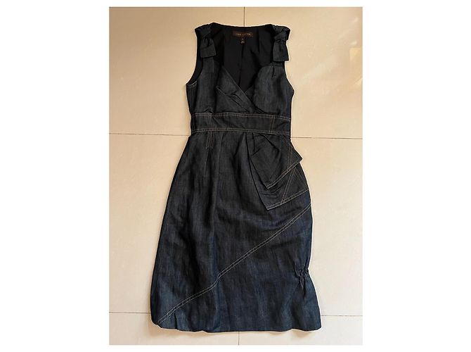 Vestido Louis Vuitton Azul de Algodón 38FR - vista 2