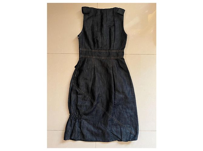 Vestido Louis Vuitton Azul de Algodón 38FR - vista 3