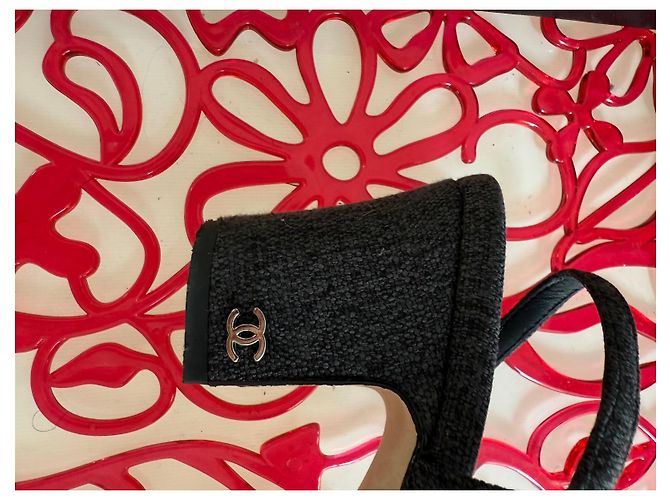 Cambon Chanel Slingback Pumps Denim Grau - Ansicht 5