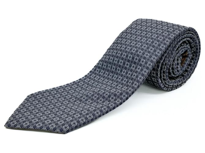 Silk In Hermès Cravatta in seta grigia Hermes Marrone - vista 12