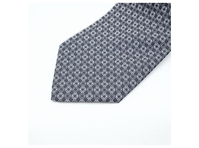 Silk In Hermès Cravatta in seta grigia Hermes Marrone - vista 3