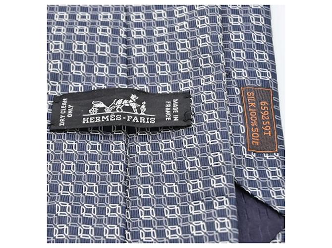 Silk In Hermès Cravatta in seta grigia Hermes Marrone - vista 5