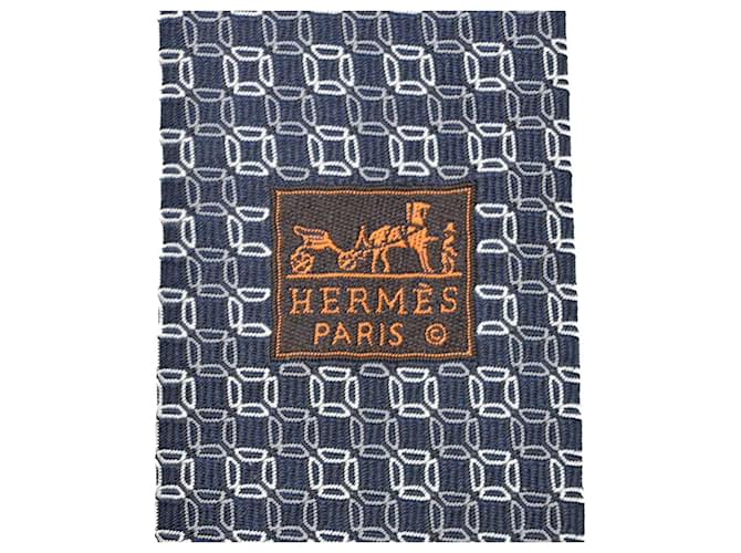 Silk In Hermès Cravatta in seta grigia Hermes Marrone - vista 7