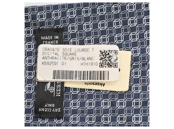 Silk In Hermès Cravatta in seta grigia Hermes Marrone - vista 9