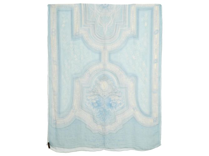Louis Vuitton Etole Les Decors Parisiens au XIXe LV Light Blue Silk Muslin Stole Scarf Bleu - vue 2