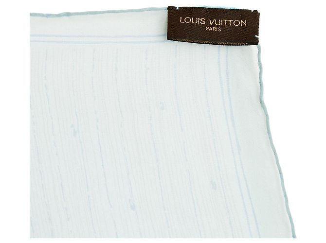 Louis Vuitton Etole Les Decors Parisiens au XIXe LV Light Blue Silk Muslin Stole Scarf Bleu - vue 5