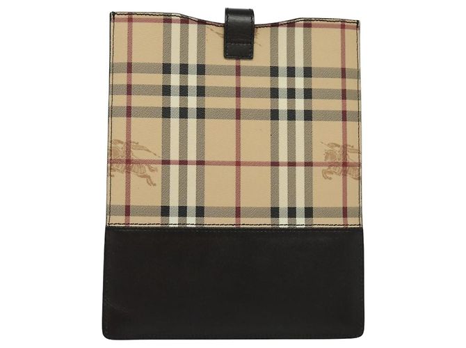 Custodia per iPad Burberry Nova Check PVC Beige Oro Auth 116045 D'oro - vista 3