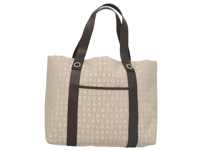 Bulgari BVLGARI Logo Mania Tote Bag aus Canvas Beige Auth BA1523 - Ansicht 2