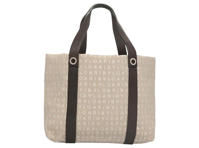 Bulgari BVLGARI Logo Mania Tote Bag aus Canvas Beige Auth BA1523 - Ansicht 3