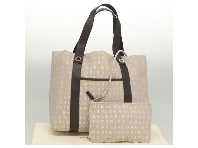 Bulgari BVLGARI Logo Mania Tote Bag aus Canvas Beige Auth BA1523 - Ansicht 30