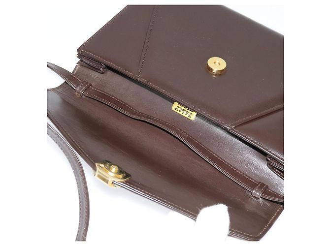 Borsa a Spalla BALLY in Pelle Marrone Scuro Oro Auth BA1161 D'oro - vista 15