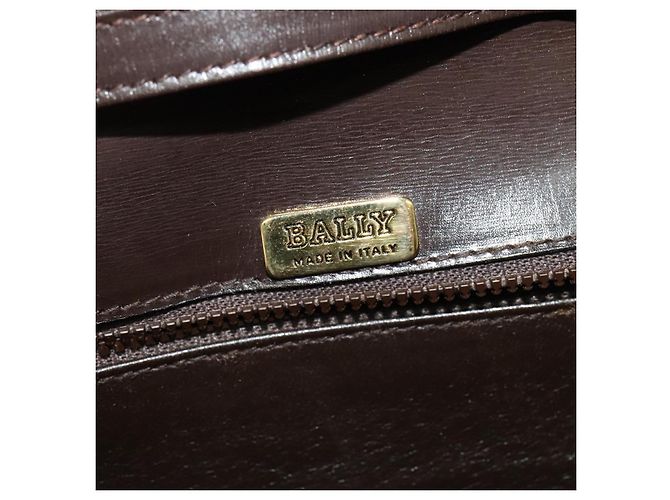 Borsa a Spalla BALLY in Pelle Marrone Scuro Oro Auth BA1161 D'oro - vista 16
