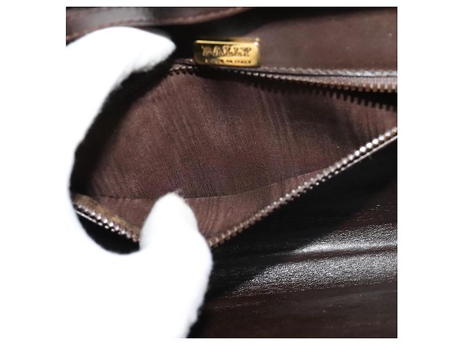 Borsa a Spalla BALLY in Pelle Marrone Scuro Oro Auth BA1161 D'oro - vista 20
