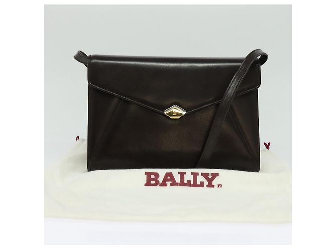 Borsa a Spalla BALLY in Pelle Marrone Scuro Oro Auth BA1161 D'oro - vista 22