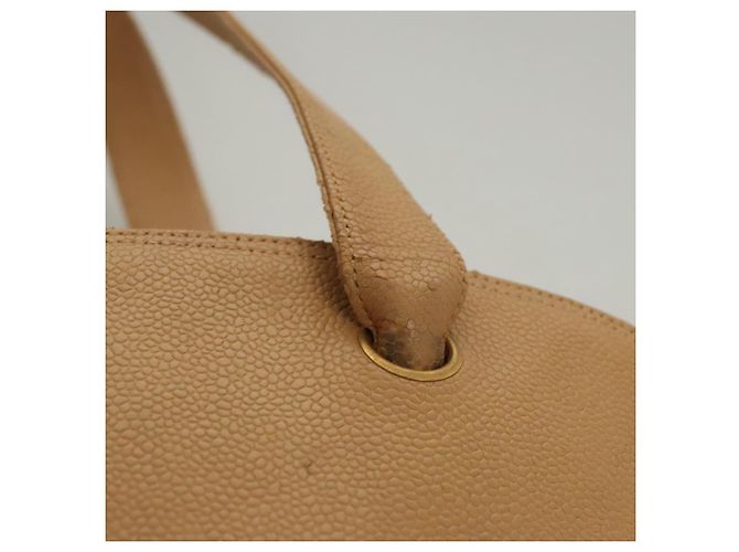 CHANEL Schultertasche aus Kaviarleder Beige CC Auth bs24445 - Ansicht 10