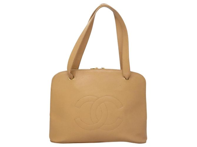 CHANEL Schultertasche aus Kaviarleder Beige CC Auth bs24445 - Ansicht 2