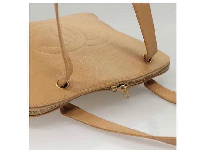 CHANEL Schultertasche aus Kaviarleder Beige CC Auth bs24445 - Ansicht 6