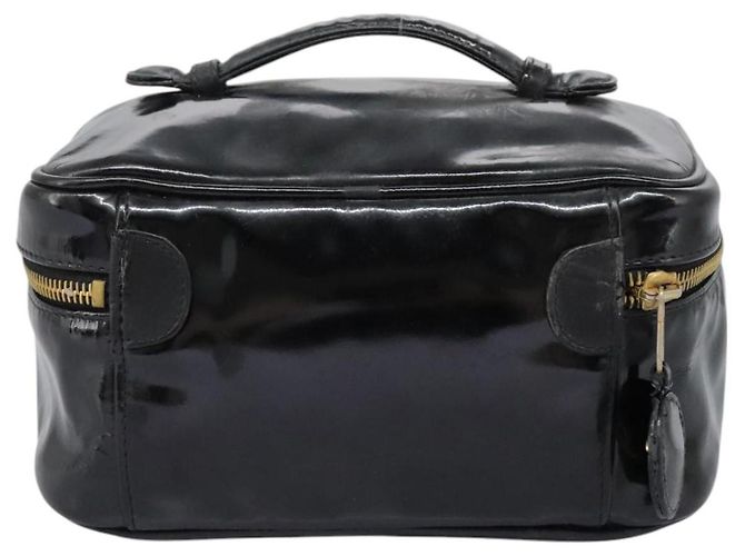 CHANEL COCO Marca Pouch Vanity Pelle Patinata Nera Oro CC Auth 118334 Nero D'oro - vista 3