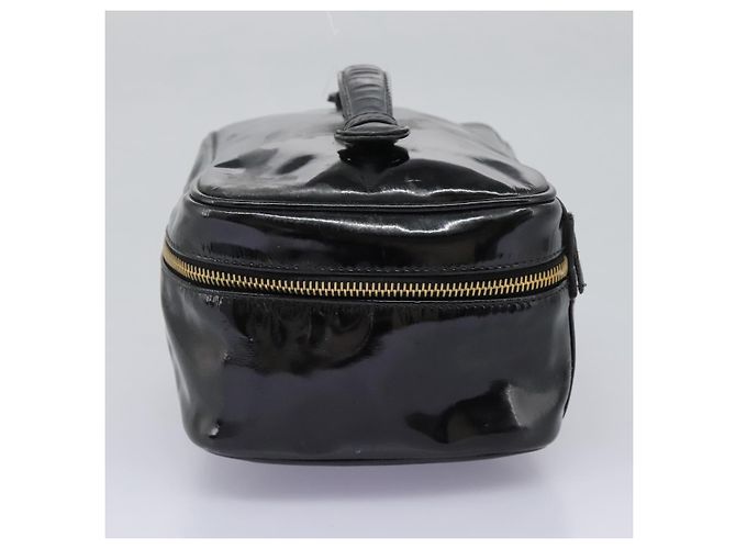 CHANEL COCO Marca Pouch Vanity Pelle Patinata Nera Oro CC Auth 118334 Nero D'oro - vista 4