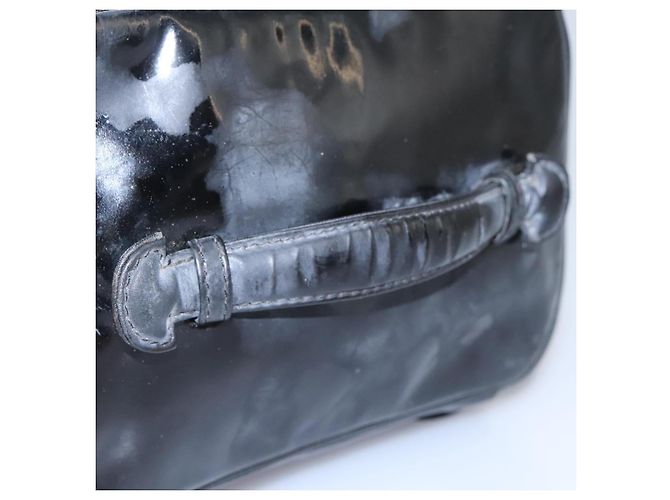 CHANEL COCO Marca Pouch Vanity Pelle Patinata Nera Oro CC Auth 118334 Nero D'oro - vista 7
