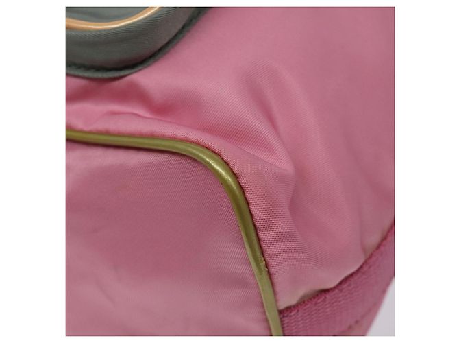 PRADA Borsa a mano in nylon rosa argento Auth ar13470 - vista 10