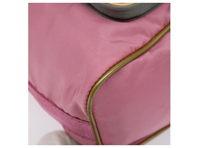 PRADA Borsa a mano in nylon rosa argento Auth ar13470 - vista 11