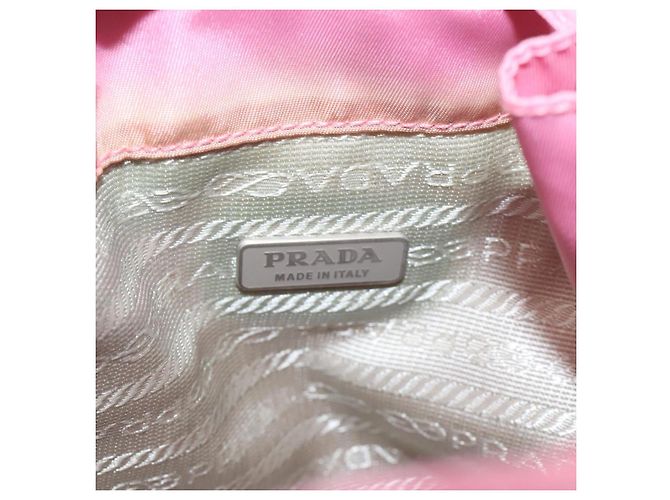 PRADA Borsa a mano in nylon rosa argento Auth ar13470 - vista 17