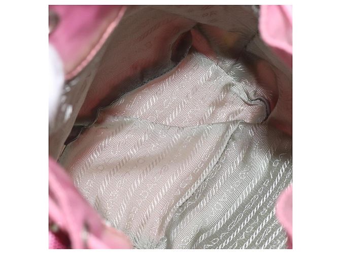 PRADA Borsa a mano in nylon rosa argento Auth ar13470 - vista 18