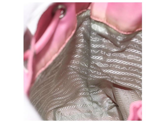 PRADA Borsa a mano in nylon rosa argento Auth ar13470 - vista 20