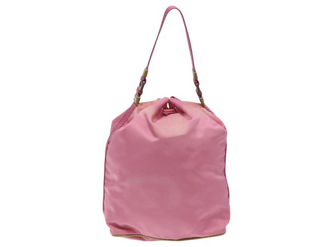 PRADA Borsa a mano in nylon rosa argento Auth ar13470 - vista 3