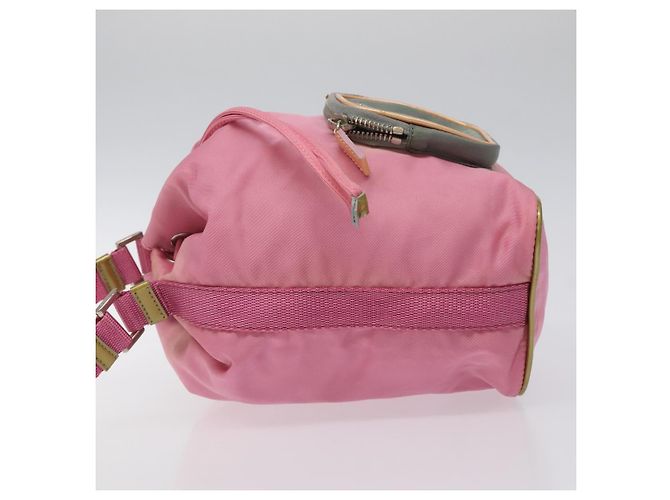 PRADA Borsa a mano in nylon rosa argento Auth ar13470 - vista 5