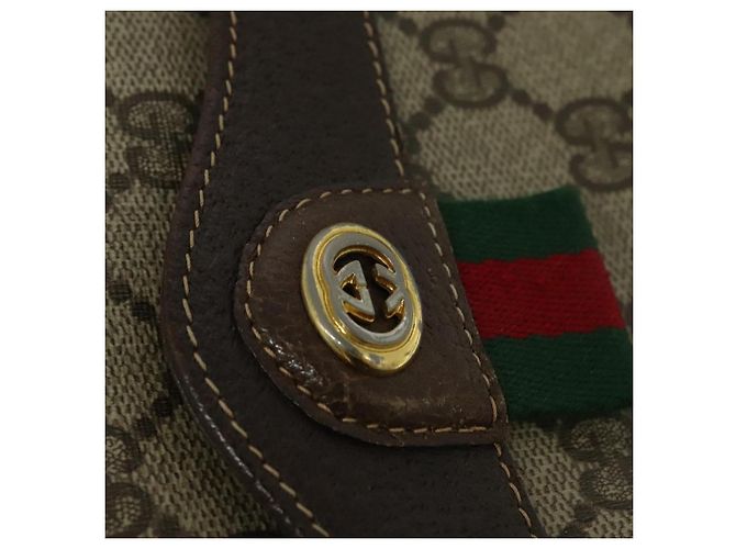 Borsa a spalla GUCCI GG Supreme Web Sherry Line PVC Beige 904 02 084 Auth BA1301 - vista 14