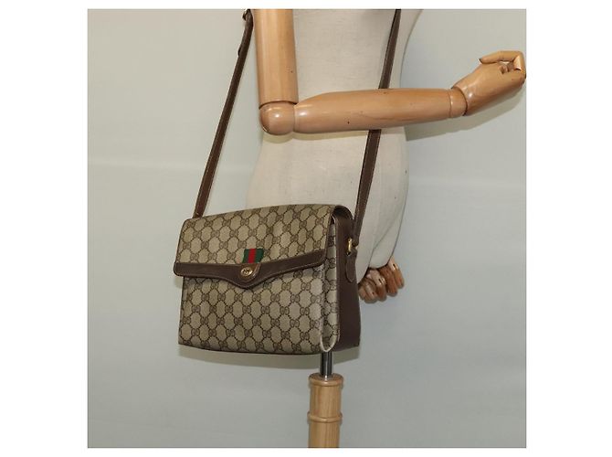 Borsa a spalla GUCCI GG Supreme Web Sherry Line PVC Beige 904 02 084 Auth BA1301 - vista 24