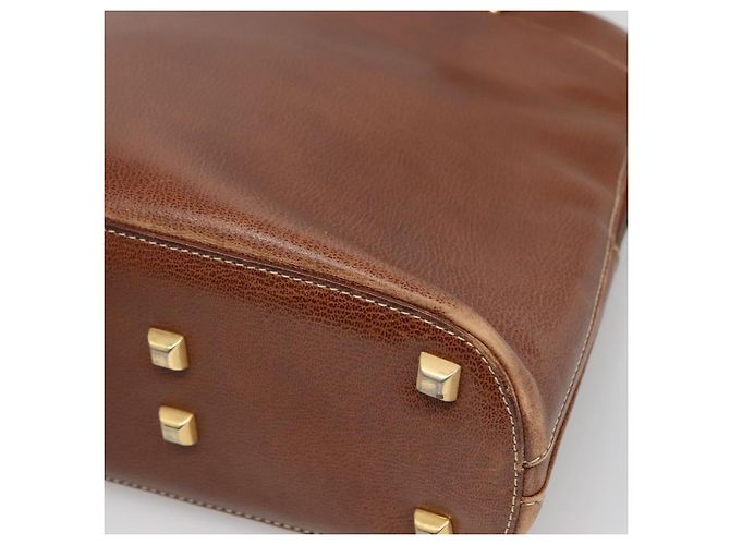 Salvatore Ferragamo Schultertasche aus braunem Leder mit Gold Auth bs24619 Golden - Ansicht 10