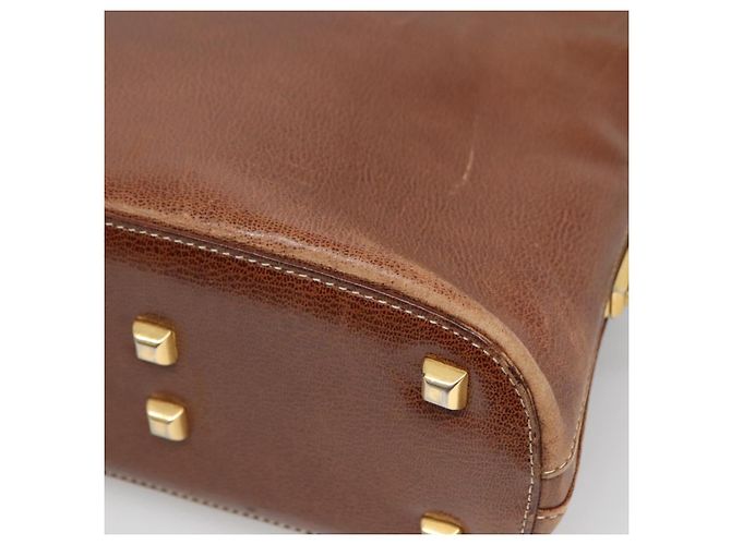 Salvatore Ferragamo Schultertasche aus braunem Leder mit Gold Auth bs24619 Golden - Ansicht 12