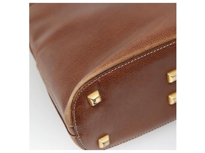 Salvatore Ferragamo Schultertasche aus braunem Leder mit Gold Auth bs24619 Golden - Ansicht 13